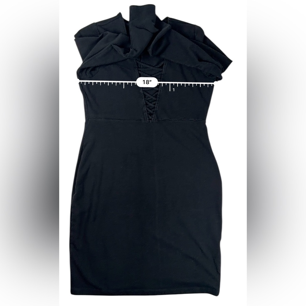 Express Women’s Black Deep V-Neck Long Sleeve Classic Bodycon Dress – Size L - Picture 11 of 17